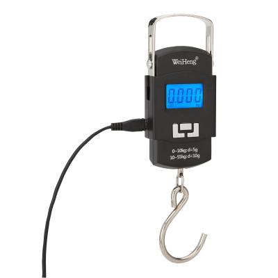 Balance de bagages portable à recharge USB avec grand crochet 55 kg Poids maximal recommandé et unités en kg