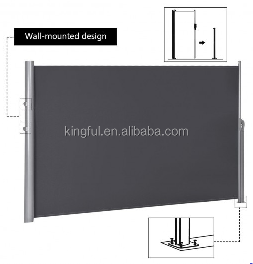 Outdoor Retractable Side Awning 63x118 inches with Manual Operation 100% Polyester