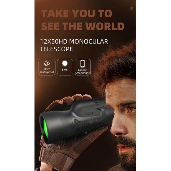 Magnesium Alloy Body 12x50 Night Vision Monocular High Powered For Bird Watching