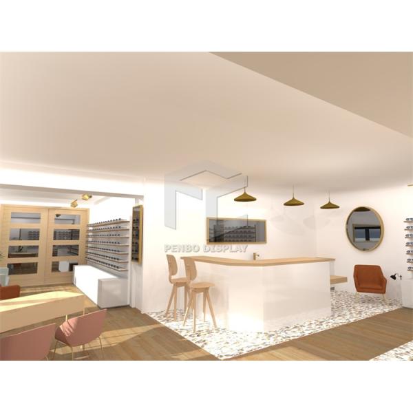 MDF Eyeglasses Optical Shop Display Cabinets ODM Marble Top Powder Coated