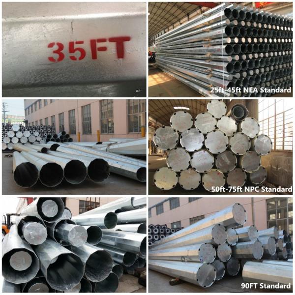 Q235B Q345B Steel Electric Transmission Steel Power Poles With Cross Arm