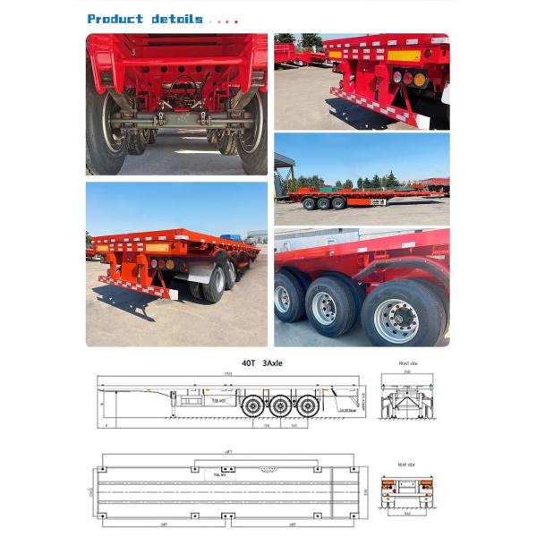Grade Heavy Duty 3 Axle Low Flatbed Semi Trailer Chassis for Container Transport