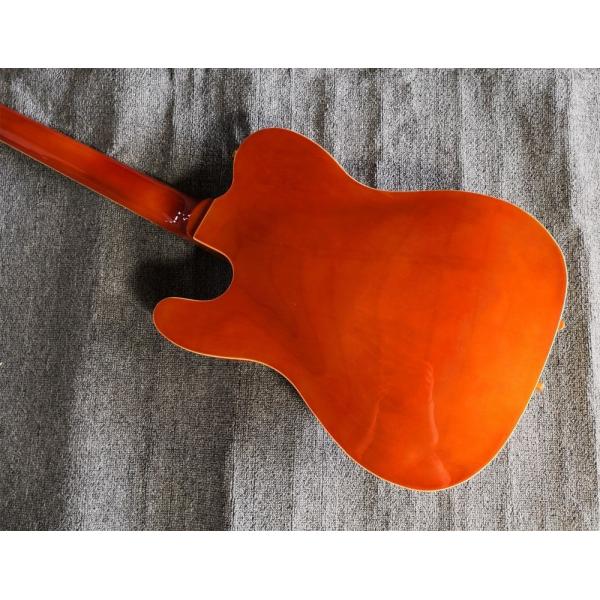Custom orange TL hollow body f hole ebony fingerboard gold bridge electric guitar musical instrument shop