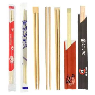Custom Printed Disposable Bamboo Chopsticks Made from 100% Natural Moso Bamboo with High Temperature Sterilization