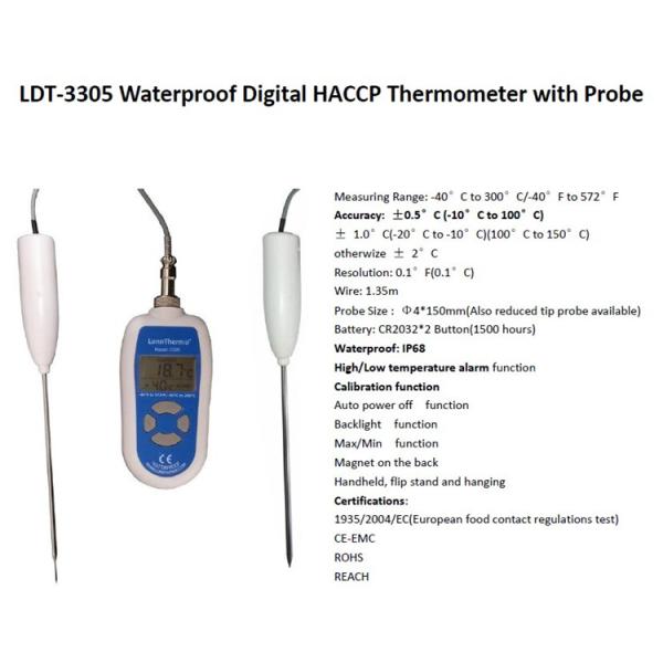 Waterproof Digital Food Thermometer LDT-3305 Temperature Alarm Needle Probe