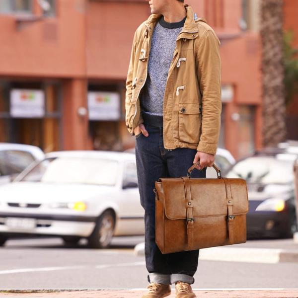 MENS MESSENGER BAG VINTAGE 15.6 INCH WATERPROOF LEATHER LAPTOP BRIEFCASE LARGE SATCHEL SHOULDER BAG RETRO OFFICE COLLEGE
