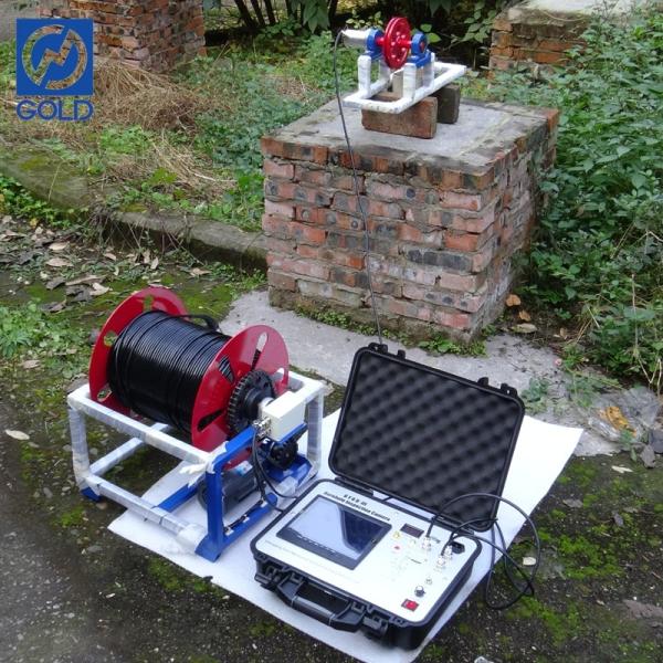 waterproof borehole camera with 150m cable reel and 50mm pan tilt rotate camera head
