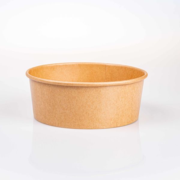 Kraft Paper Salad Bowl with PET/PP Lid in 500ml 750ml 1000ml 1100ml 1300ml Sizes for Fresh Food Packaging