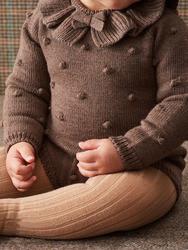 Antumn Winter Ruffle neck Long Sleeve Newborn Girls Organic Cotton Kids Infant Baby Knitted Sweater Romper