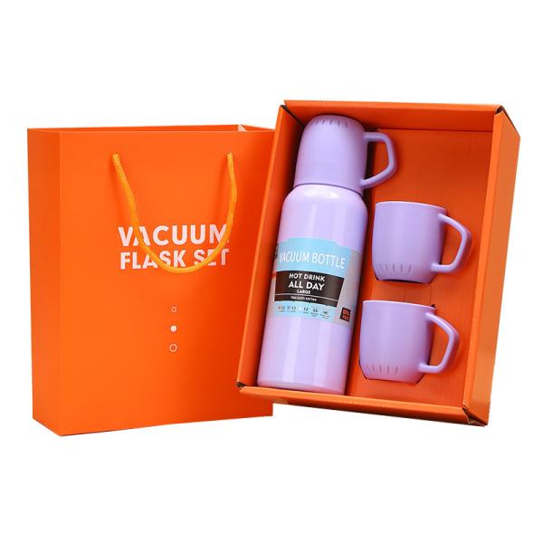 304 Stainless Steel Vacuum Insulated Bottle Set for Business Gift Box 3 Lids Included