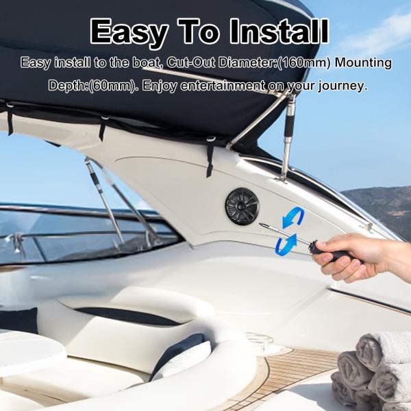 GRANDnavi 6.5Inch Marine Audio Waterproof Speakers in Black and White PP Cup with 4Ohm Impedance