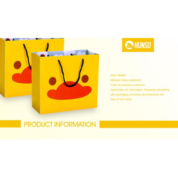 75gsm Patterned Gift Bags White Cardboard Glossy Varnish Packaging With Ribbon