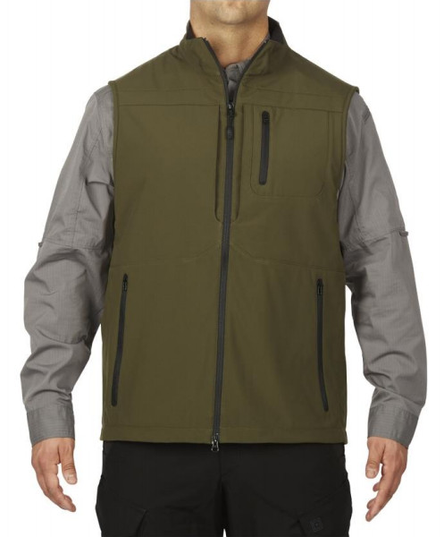 240 GSM Wind Water Resistant Work Clothes 100% Polyester Dark Green Vest