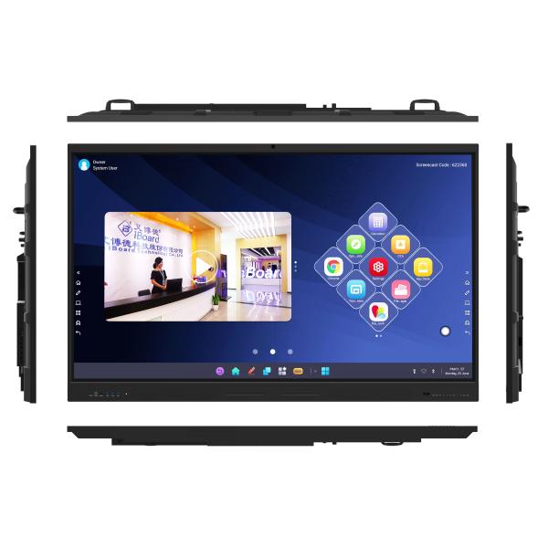 86 Inches Anti-glare Tempered Glass Interactive Whiteboard Built-in 5000:1 Speaker Wifi BT Hotspot Light Sensor 50 Touch Points For Conference Classroom Kids