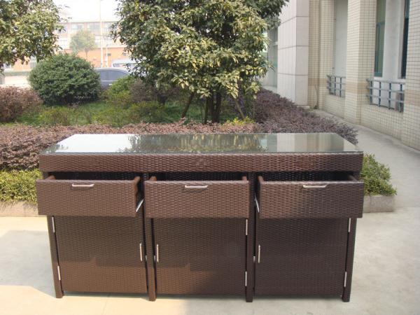 Aluminum Frame And Resin Wicker Bar Set Bar Table For Indoor