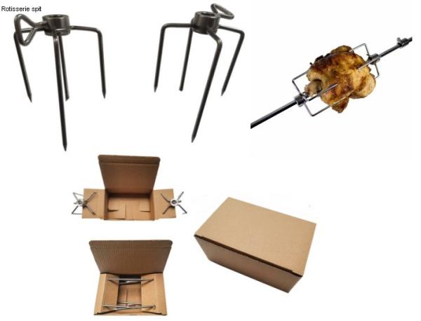 Grelha de churrasco de aço inoxidável Rotisserie Spit Rod Forquilha de carne para e características vantajosas
