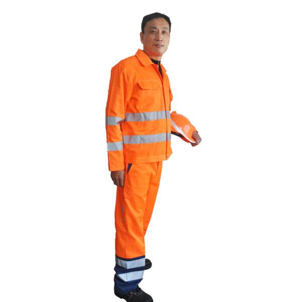 Orange High Visibility Work Uniforms With Heavy Duty Two Way Zip And Elasticated Cuffs 
