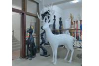 Arte Pública Estátua de Animais Fibra de vidro Escultura de Veado Branco Para Decoração Externa