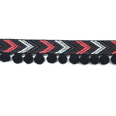 GM01 Textured ondas Pom Pom Braid Trim 3.8cm