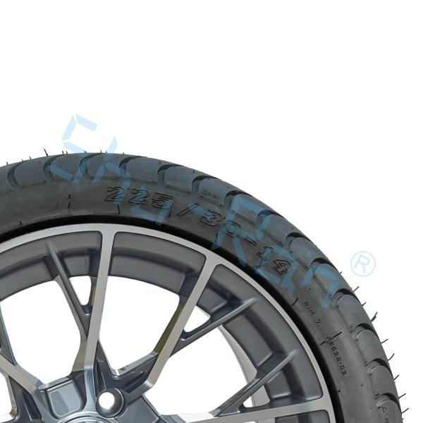 Carrinho de golfe Machined Gunmetal 14 polegadas Jantes com pneu de rua, roda de liga e pneu Combinado para carro de golfe