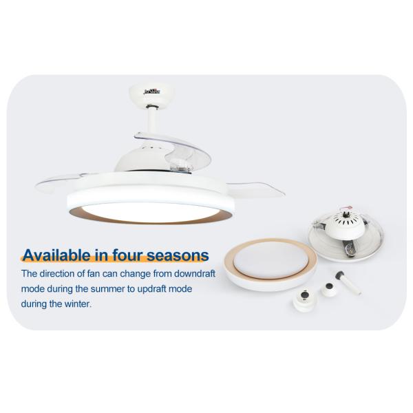 ceiling fan Sala de estar Smart 42 polegadas Invisível LED ventilador de teto com lâminas ocultas