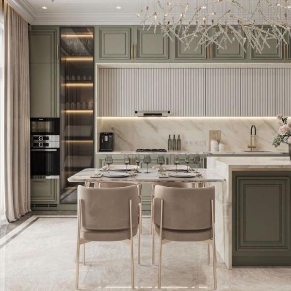 Modern High End Kitchen Design Luxury Oak Shaker Door Cupboard And Slim Shaker Kitchen Cabinet For Villa