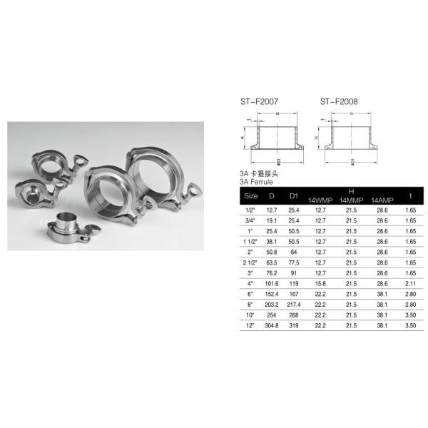 Heavy Duty Stainless Steel Pipe Clamps Middle Type Single Pin Sanitary