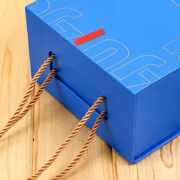Flap Closure Rigid Gift Packaging Box Book Shaped With Handle Clothing Shoes