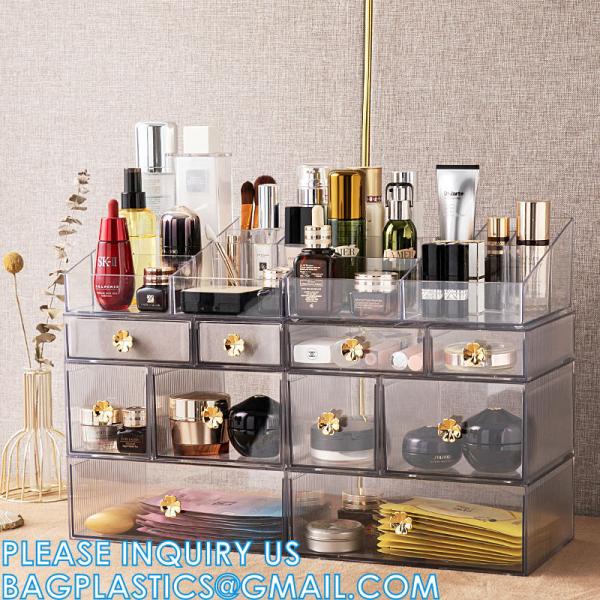 Cosmetic Storage Box Makeup Storage Container Organiser, Skincare Makeup Organizer, Brush Holder, Vanity Shelf