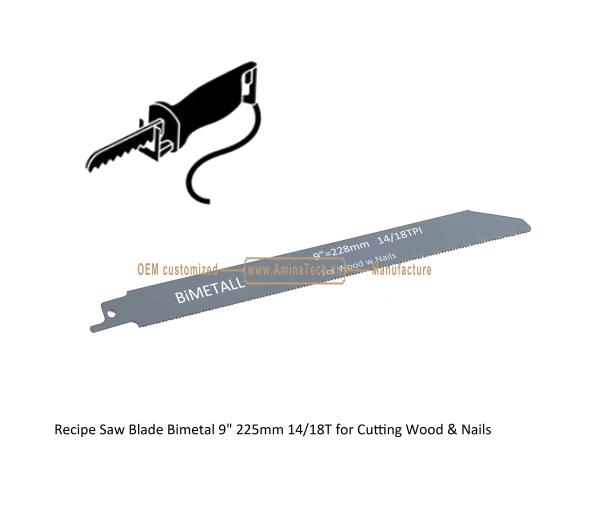 Recip Saw Blade Bimetal M42 8% cobalt Demolition for Cutting Wood & Nails  9 225mm 14/18T,Power Tools