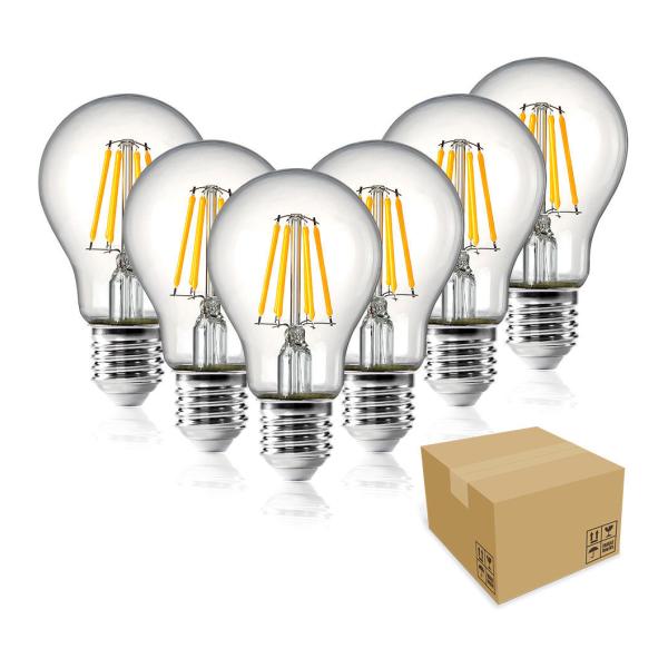 Glass Cover A60 Led Filament Lamp Light E27 Base Type 4w6w8ww Edison Led Light Bulbs