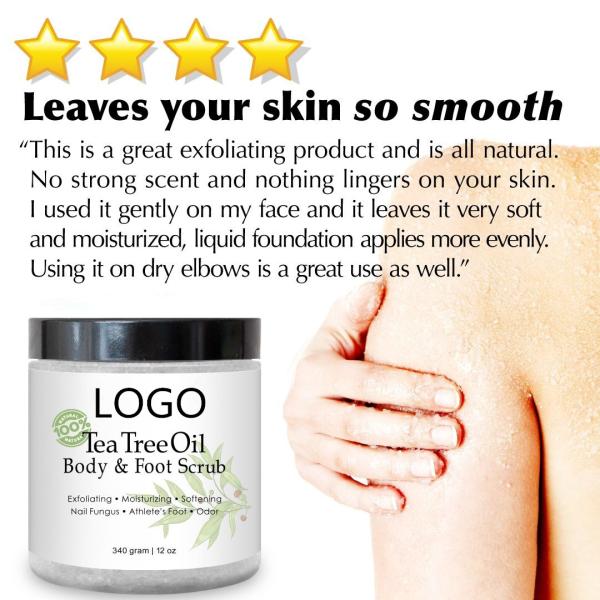 Tea Tree All Natural Body Scrub 100% Pure Dead Sea Salt For Killing Foot Fungus