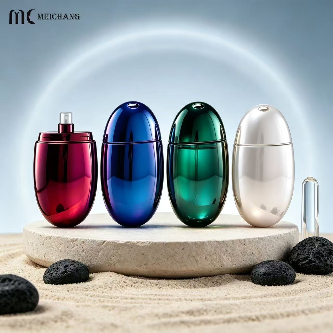 18ml Portable Egg-Shaped Fine Mist Spray Bottle for Mosquito Repellent Packaging (MC-454)