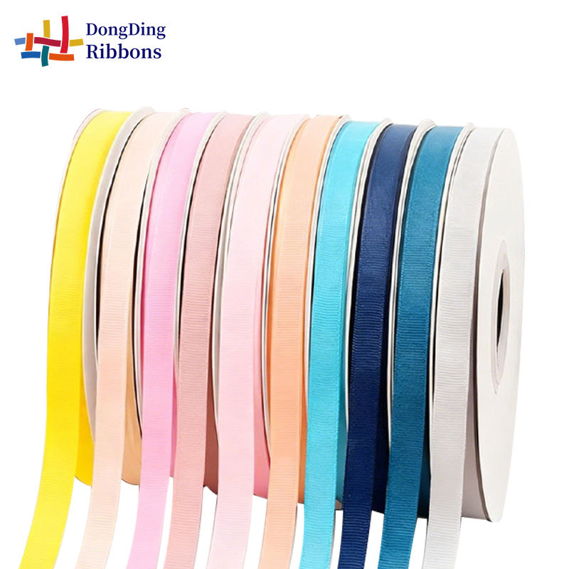 Factory Direct 3/8 Inch Plain Color Grosgrain Ribbon Wholesale 196 Color Ribbon Box and Gift Packing