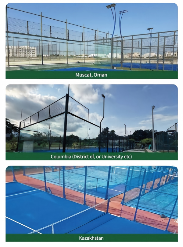 Factory Direct Custom Hot Dip Galvanized Steel Padel Tennis Court with Panoramic Tempered Glass Outdoor Sports Equipment