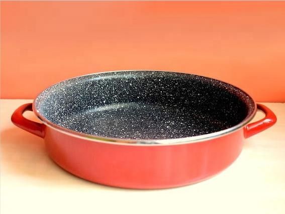 Eco Friendly Round Buffet Pan With Enamelled Outside Customized Logo