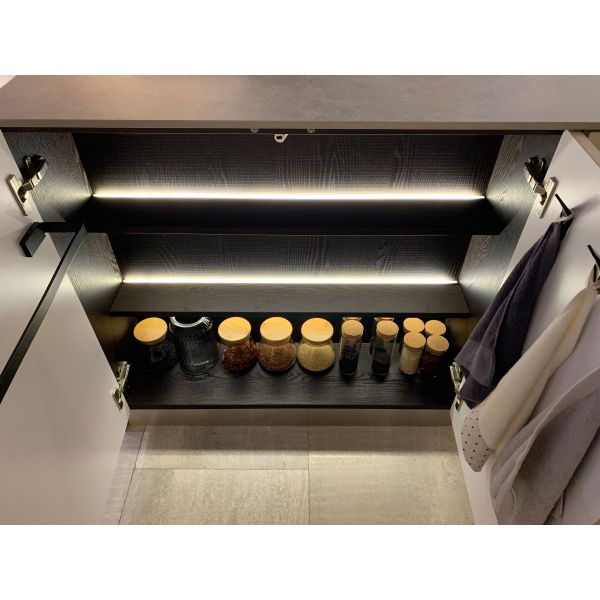 Golden Color Aluminium Frame Modern Italian Design Kitchen Cabinet with Eco-Friendly Material