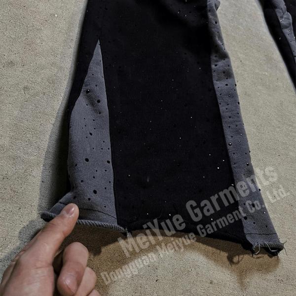 Impression sur mesure en strass pour hommes Coureurs à jambes larges Flare Baggy Acid Wash Pantalons de survêtement empilés Hommes Pantalons de survêtement décontractés Pantalon pour hommes