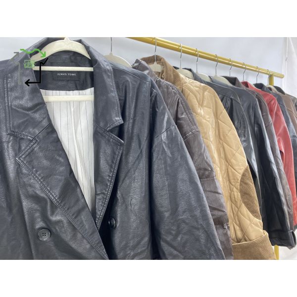 Men's Second Hand Coats American Retro Vintage 2nd Hand Leather Jacket In Bales