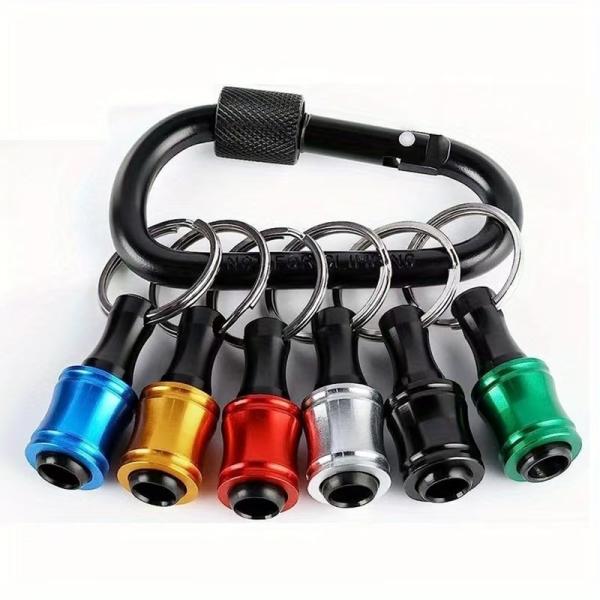 Black Oxide Finish 6pcs Quick Release 1/4 Inch Hex Shank Screw Driver Bit Holder Keychain