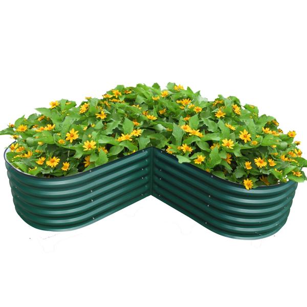 5.5*5.5*1.4Ft L Shape Outdoor Metal Raised Garden Bed Easy To Assemble