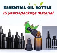 10ml 20ml 30ml 50ml empty round Essential Oil Bottle Shiny Black Glass Dropper Bottle with Calibrated Glass Piegette