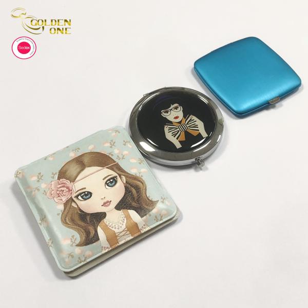 Hot Sale Portable Round Folded Compact Mirrors Rose Gold Silver Plated Pocket  Making Up Mirror for Gift