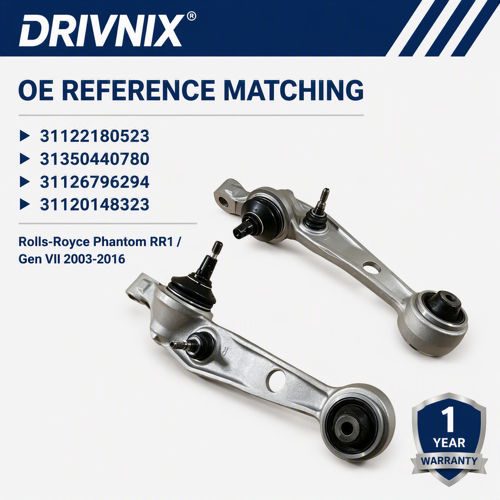 DRIVNIX High Quality Front Lower Control Arm Left & Right for Rolls-Royce Phantom RR1 2003-2016 OE 31122180523 31350440780,
