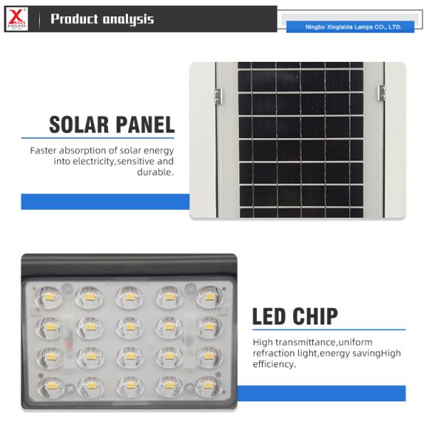 13000lm Luminous Flux Waterproof Led Solar Lamp with Dark Grey  Aluminum