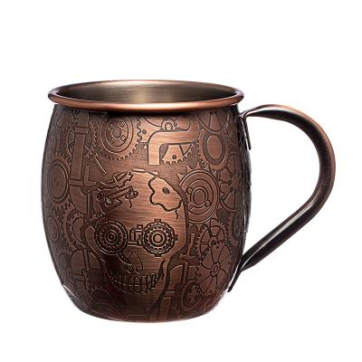 18 Oz Hammered Stainless Steel Copper Mugs 304 Stainless Steel Corrosion Resistant