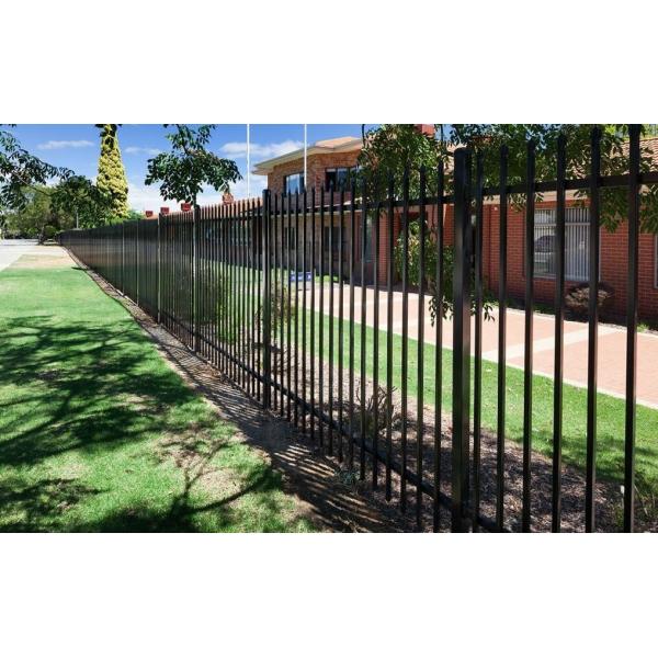 Flat top galvanized steel tubular metal fence panel