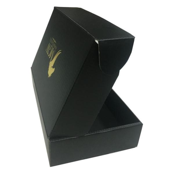 35 x 24 x 7cm Corrugated Gift Boxes Gold Logo OEM With  Black Color