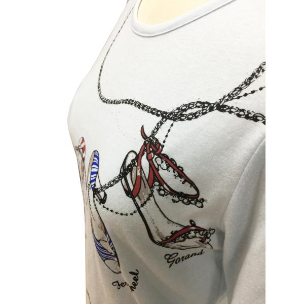 Ladies Casual Wear 3/4 Sleeve / Ladies Softness T Shirt Big Printing In Front