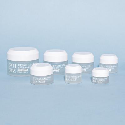 5-100g Matte Glass Cosmetic Jar Round Bottom Face Cream Jar With white Lid